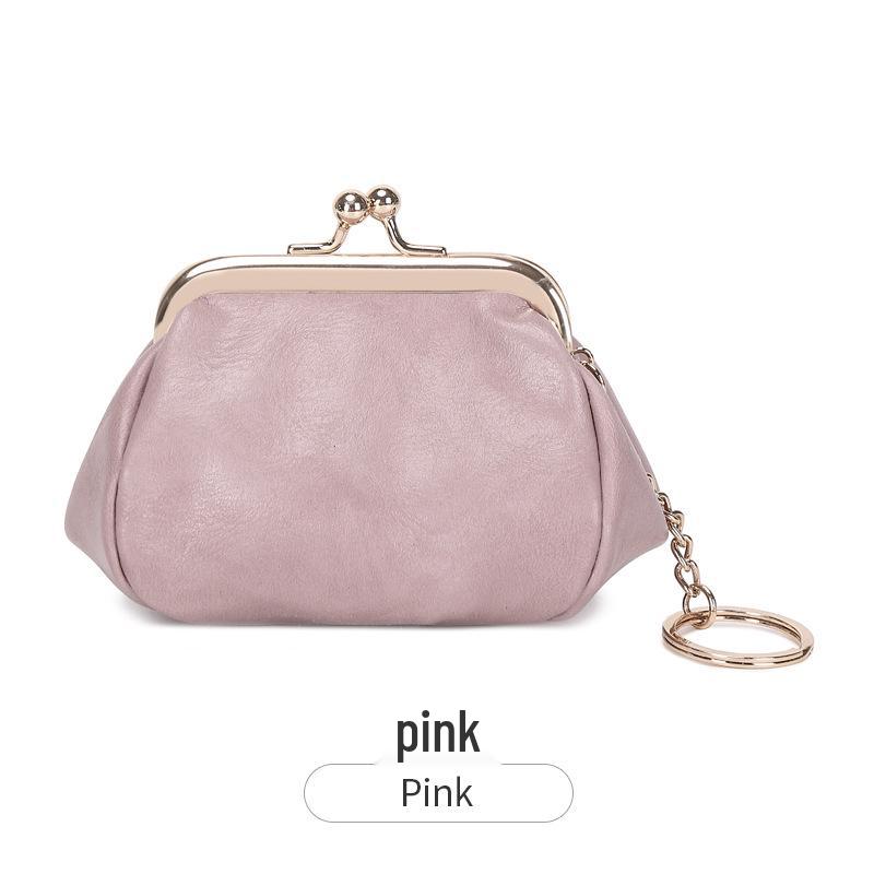 2023 Retro Clip Coin Purse: Small, Portable, Solid Color PU Key Bag for Versatile Storage