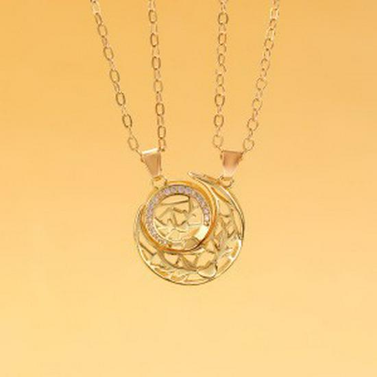 Sun and Moon Diamond Stackable Rings, Necklace, and Bracelet Set - European & American Style