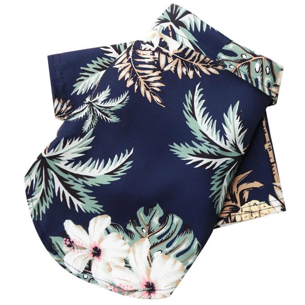 Summer Dog Shirt Hawaiian Beach Pet Clothing Coconut Tree Flower Print Puppy T-Shirt for Small Dogs Cats Vest Camp Shirt for Pug