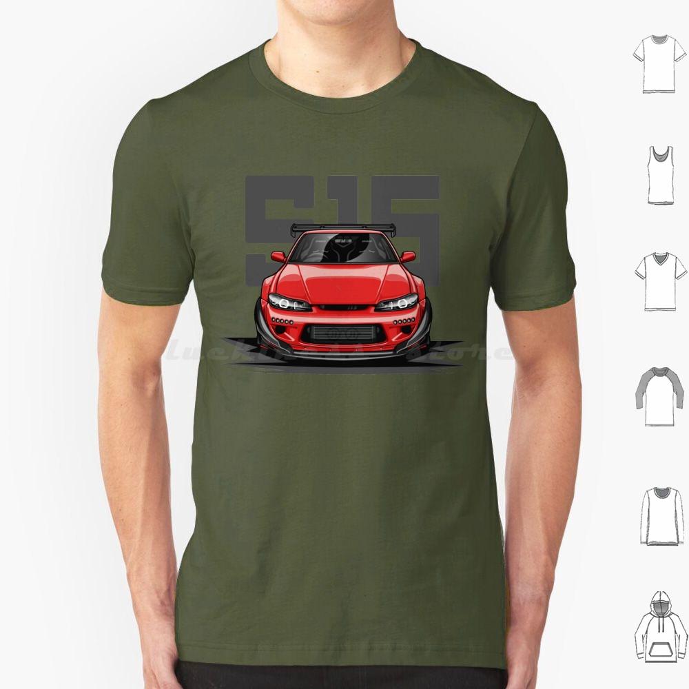 Silvia S15 Front  Candy Red  T Shirt 6xl Cotton Cool Tee Car Automotive Racing Vehicle Race Cool Sports Supercar Fitment Man