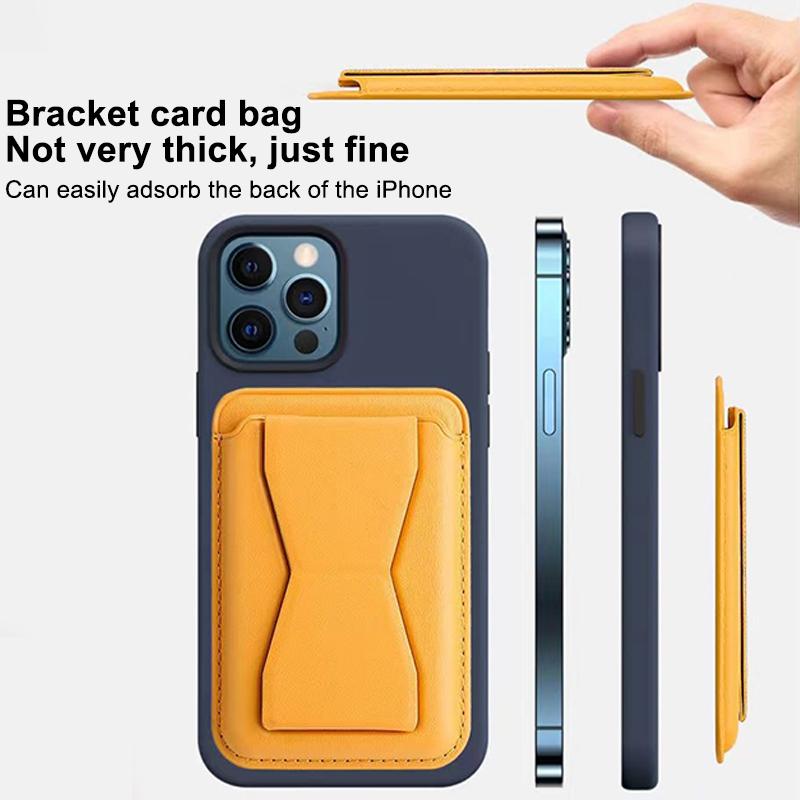 Universal Mobile Phone Stand Pu Leather Magnetic Wallet Case For Magsafe Magnetic Card Holder Pocket Cover With Bracket Card Bag