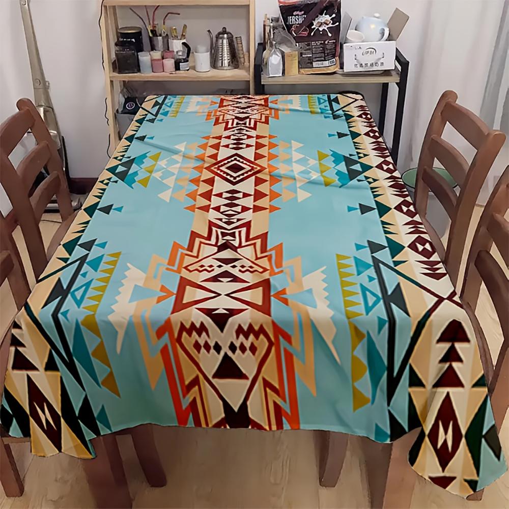 1pc Boho Geometric Aztec Tablecloth, Farmhouse Dining Table Cover for Kitchen Dining Room Party Decor