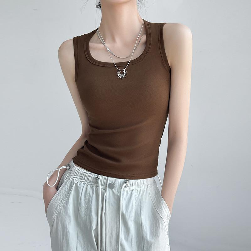 Cotton Sleeveless Tank Top With Wide Straps For Summer Yoga And Beach Wear