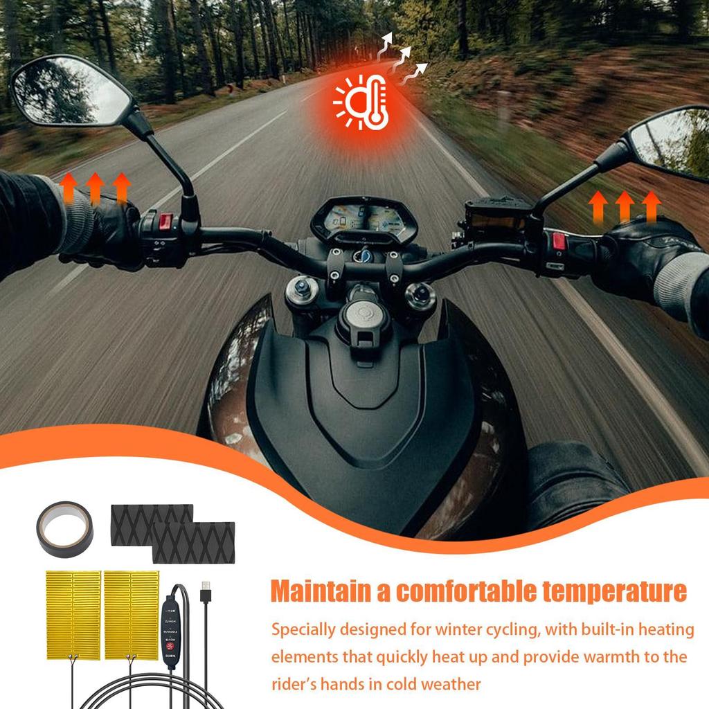 For Scooter Motorcycle Handlebar Grips Temperature Control Heated Grips Pad Warmer Sleeve For Van Bicycle Atv Dirtbike Mountain