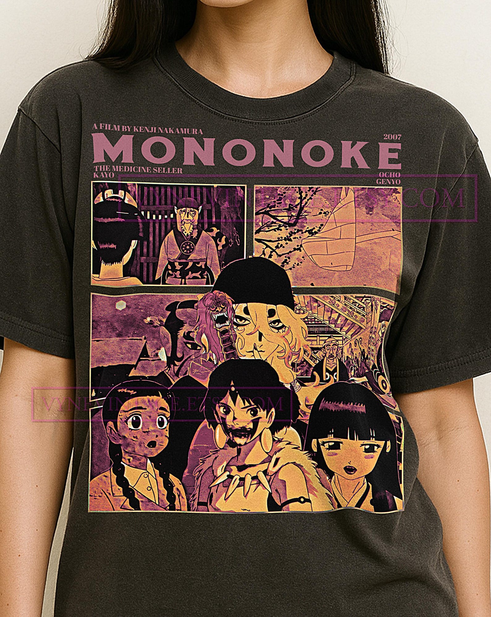 Mononoke Shirt, 90s Vintage Retro Bootleg Mononoke T-Shirt, Anime Spirit Graphic Tee, Fantasy Forest Fan Apparel 2XL