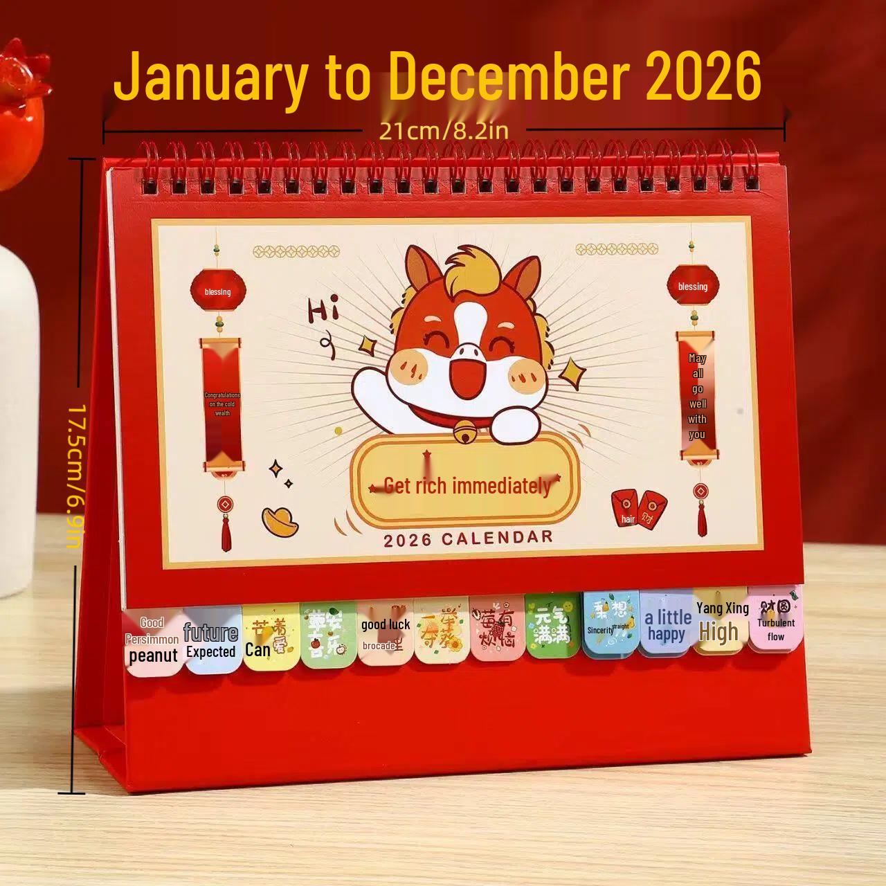 

2026 Three-Dimensional Red Festive Table Calendar, Fine Carving, Monthly Hollowed Design, Enterprise Wire-O Printing, Logo Customization Available 2026