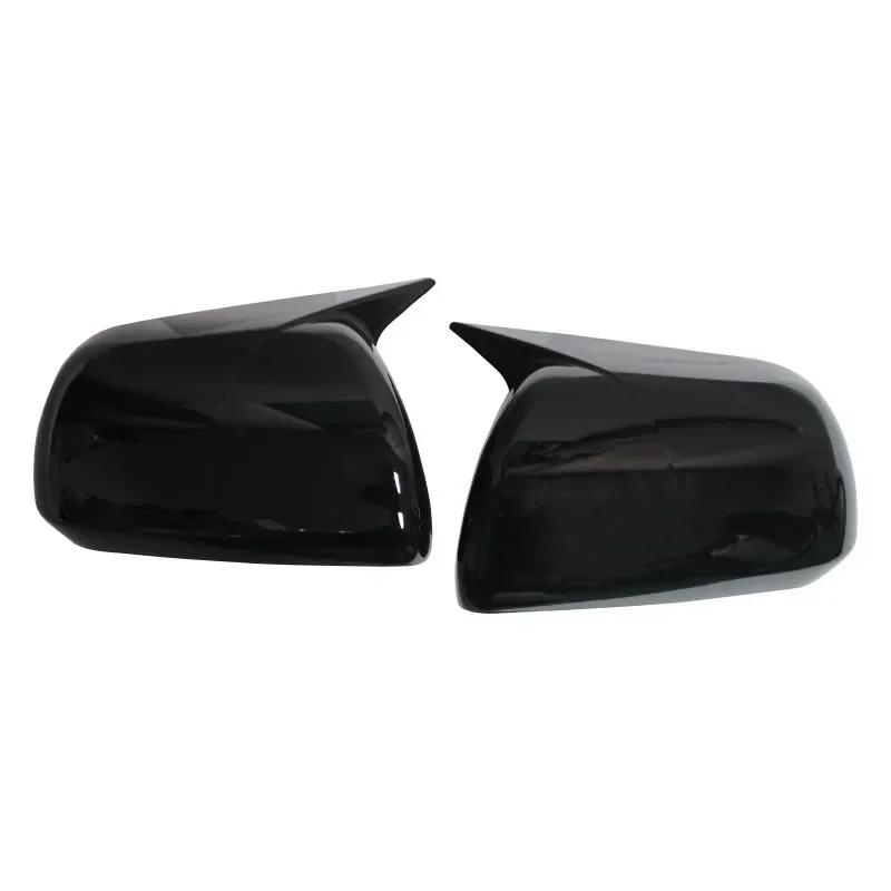 For Toyota Highlander 2008-2013 Car Rearview Side Mirror Cover Horn Wing Cap Exterior Door Case Trim Carbon Fiber Black