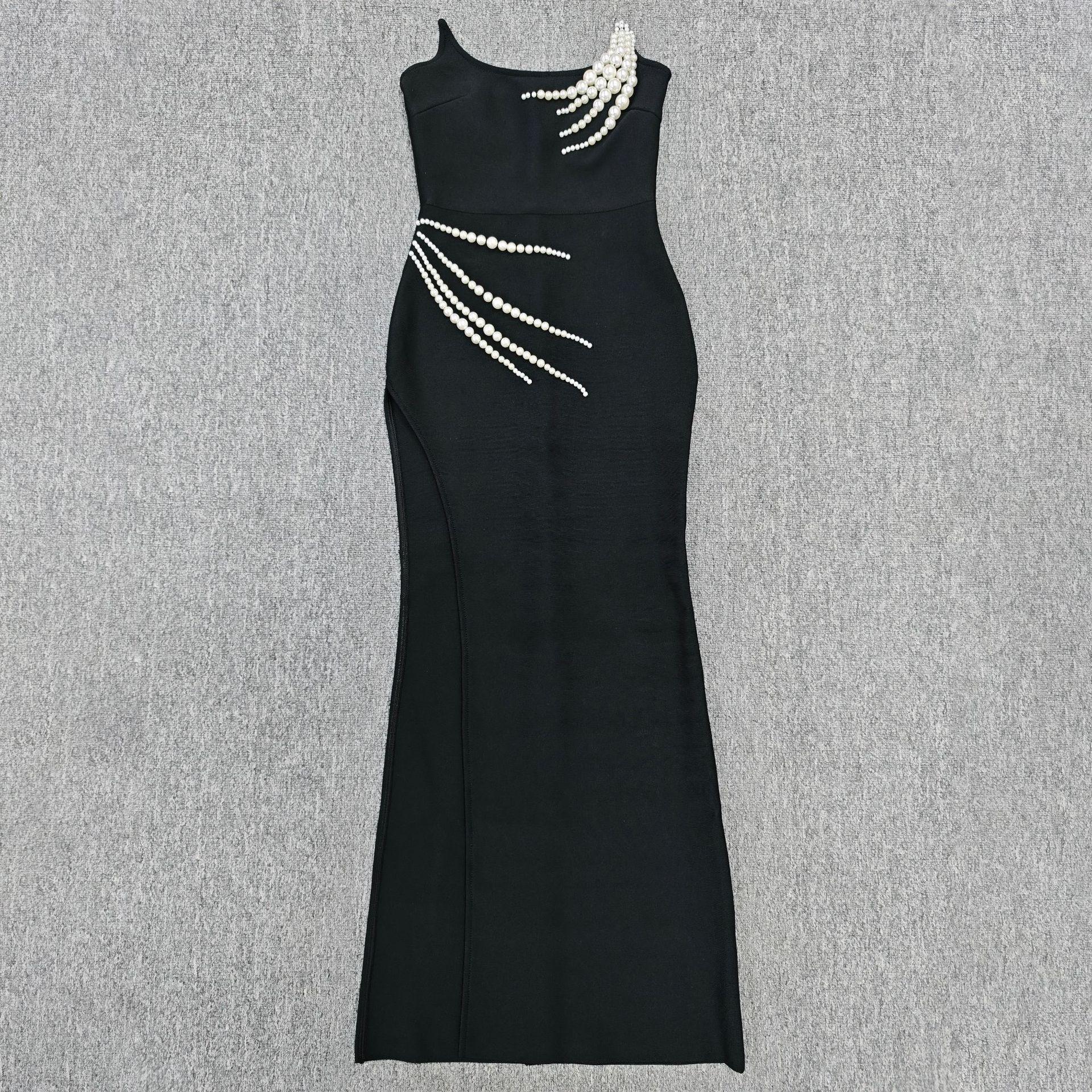 

Элегантное вечернее платье без бретелей с бисером для женщин S чёрный