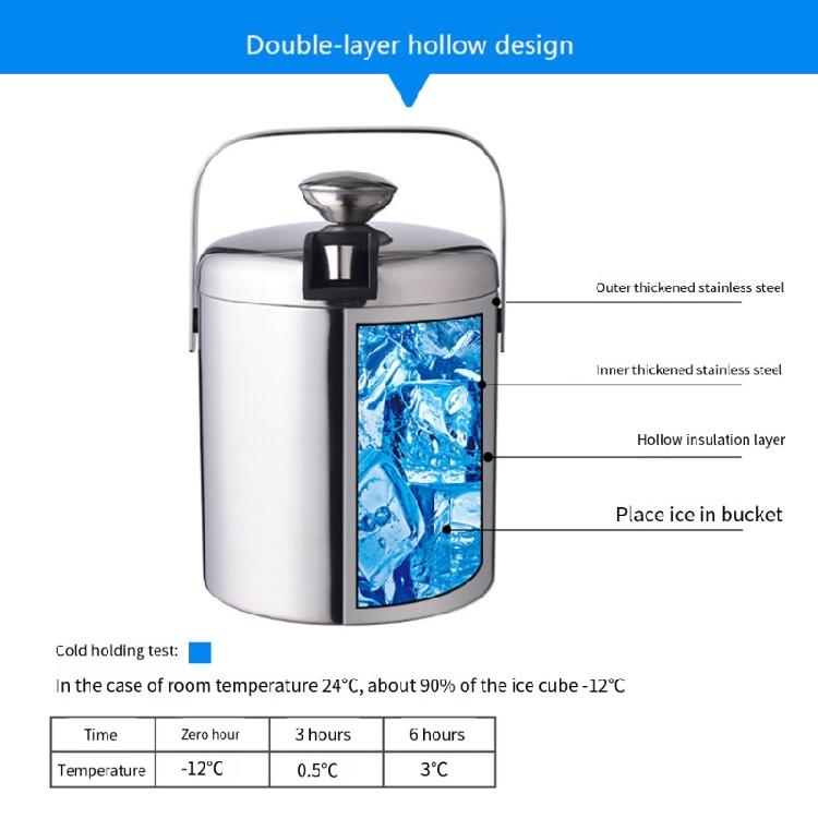 Cubo de Hielo Aislado de Acero Inoxidable de Doble Pared con Tapa Pinzas Almacenamiento Enfriador