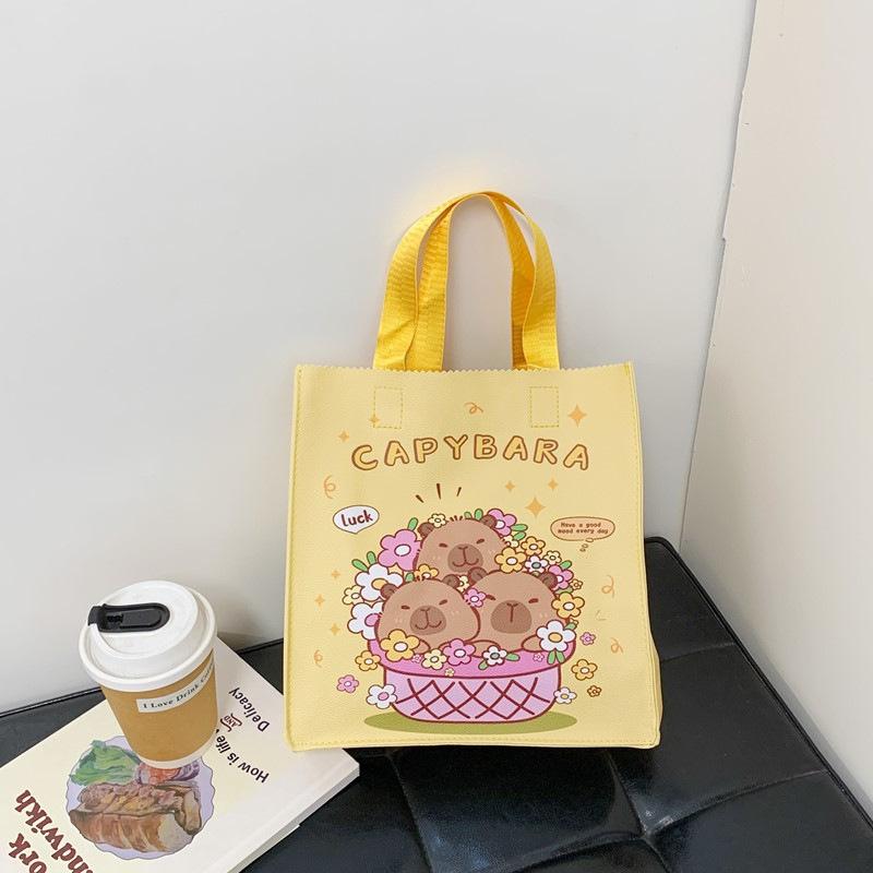 Large Capacity Handbag Simple Animation Cartoon Printing Handbag Shopping Bag Cute Cartoon Commuter Women's Bag
