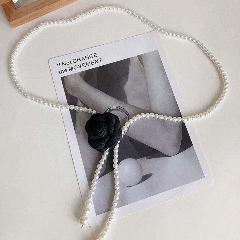 1pcs Pearl Waist Belt Women's New Style Camellia Decorative Versatile Waist Belt Matching Dress Coat Jacket Fashion Elegant Belt