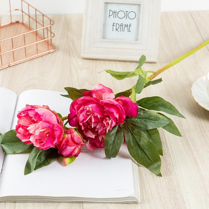 Peony Artificial Flower Decor With Silk Material For Wedding Home Office Display