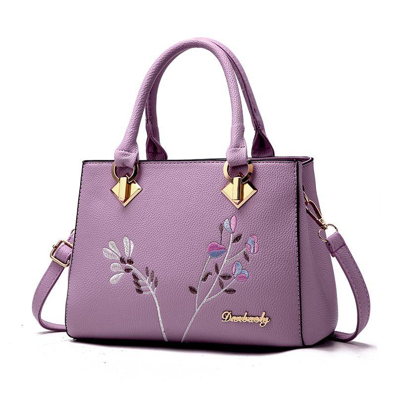 Damenhandtasche Große Kapazität Vielseitige Umhängetasche Modische Handtasche Schultertasche Bestickte Elemente Paket 26*10*20cm violett