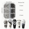 6 Grids Multi-Size Nail Art Studs Black And Silver Tone Cone Spike Nail Jewels  Punk Style Nail Art
