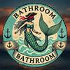 Vintage Metal Sign Nautical Bathroom Wall Art Anchor and Waves Decor