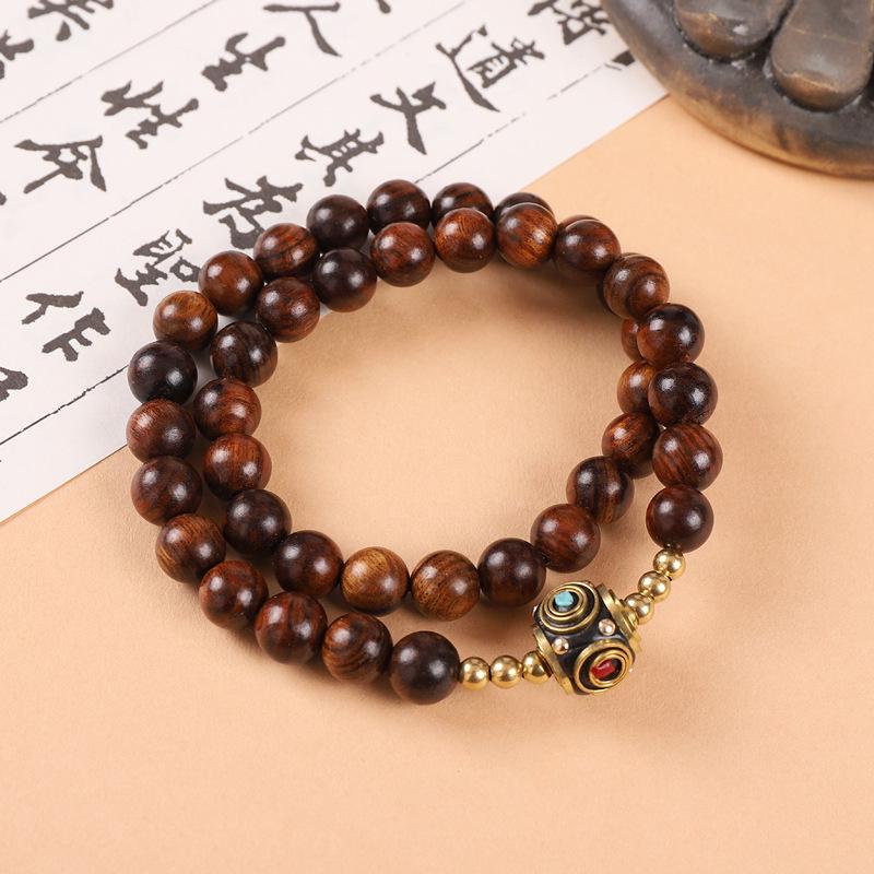 Sandalwood Bodhi Seed Double-Strand Bracelet - Tibetan Retro Ethnic Style for Men and Women