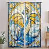 2pcs Decorative CurtainsWestern Dragon Drapes   Glass Dragon and Abstract Geometric Style for Boys and Girls