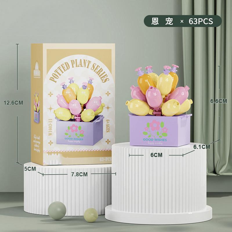 Flower Bouquet Mini Particle Building Blocks Flower Kit 3D DIY Creative Plants Micro Bricks for Home Decor Girl Gift Adults Kids