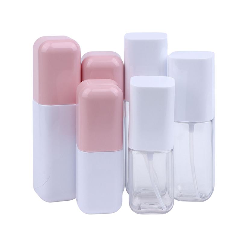 1Pcs 80/100/120Ml Empty Cosmetic Bottle Lotion/Spray Pump Plastic Square Clear White Bottle Cosmetic Container Travel Portable