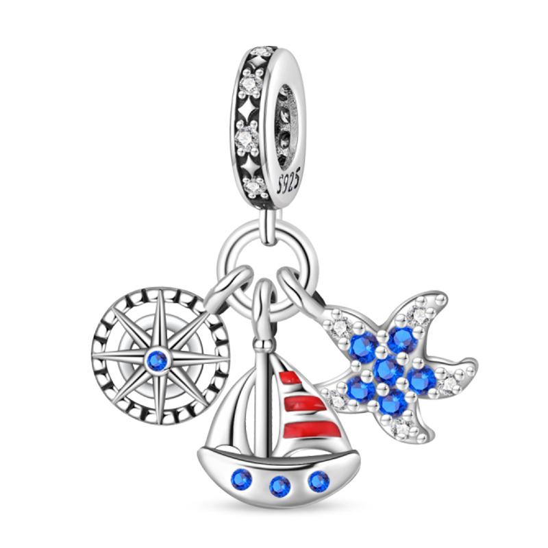 Charms Fit Pan S925 Silver American Style USA Eagle Independence Day Camera Passport Beads Original Bracelets DIY Fine Jewelry