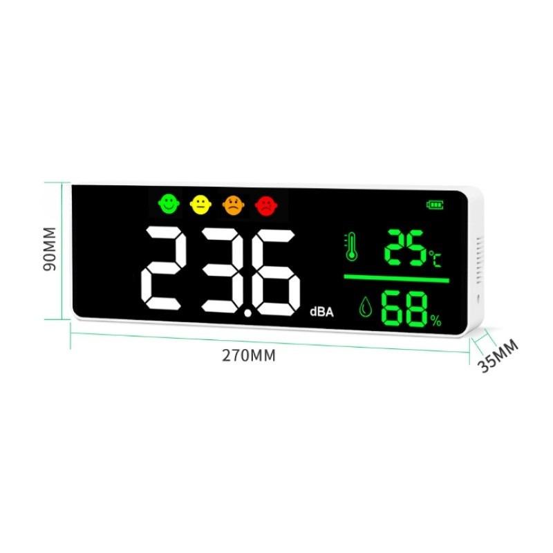 Wall Mounted Hanging Digital Sound Level Meter Large LCD Display Noise Meter Decibel Temperature & Humidity Measurement Tester