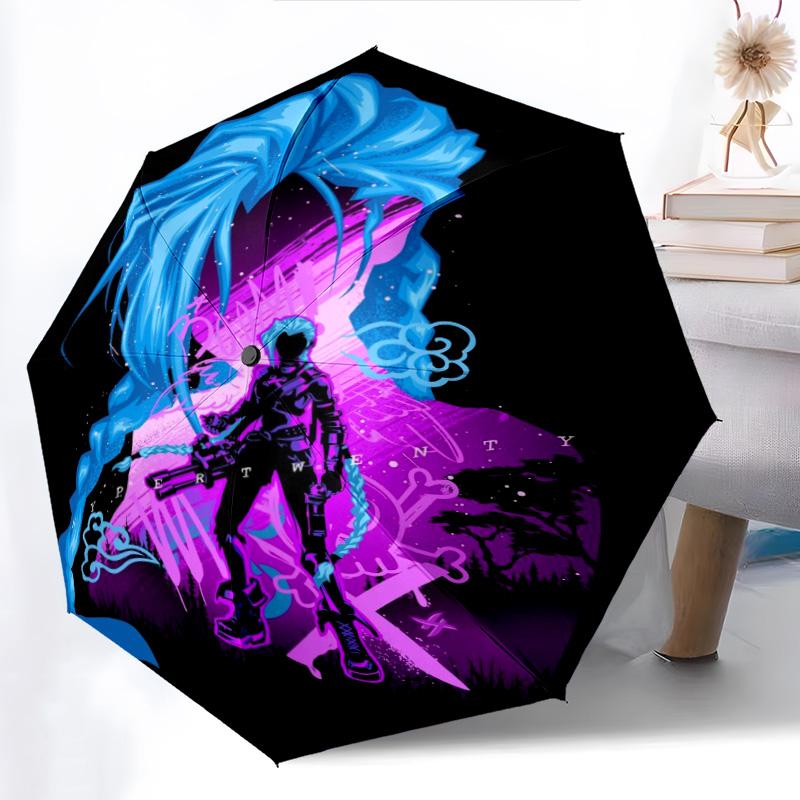 Vibrant Cyberpunk Warrior Folding Umbrella Travel Suitable for All Seasons Gift Umbrella Three Folds