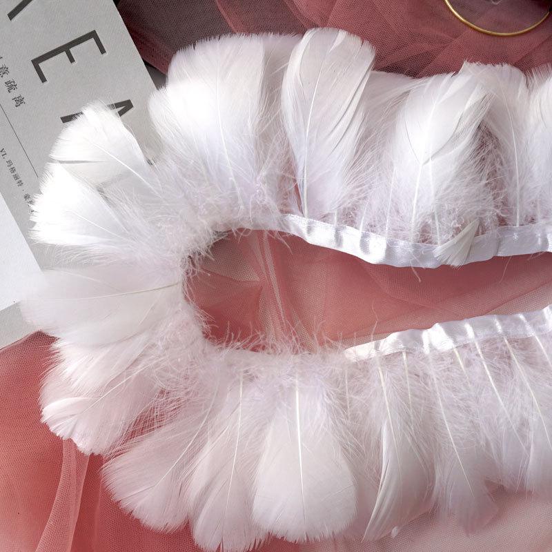 Color Medium Floating Feathers Cloth Edge Goose Feather Cloth Strip Diy Skirt Shawl Performance Clothes Wings Decoration Feather Lamp Material
