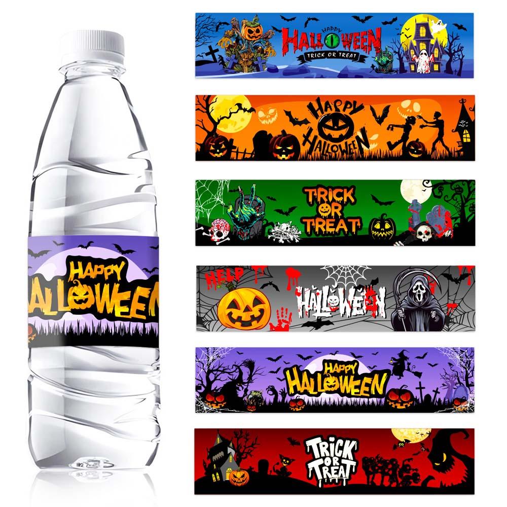 Skull Halloween Water Bottle Labels Bone Halloween Party Supplies  Household