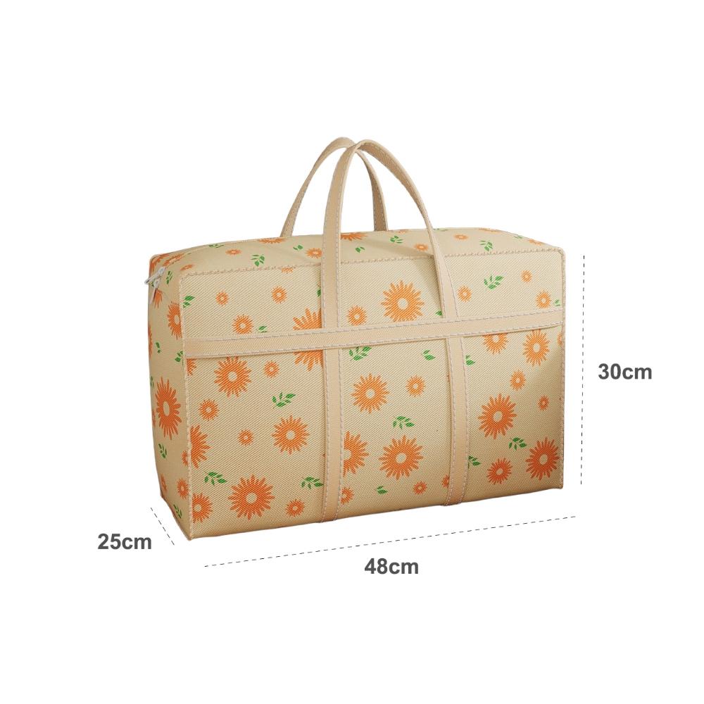 Daisy Print Nonwoven Storage Bags Hand Carry Foldable Organizers Home Moving Luggage Closet Storage Solutions Reusable Collapsible Laundry Containers