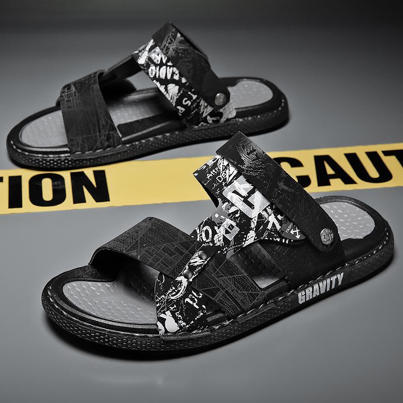 Men's Trendy Sandals Fashion Korean Version Versatile Beach Sandals Non-slip Soft Sole Dual-purpose Driving Outside Slippers