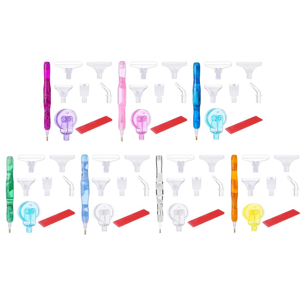 Diamond Painting Art Sticky Drill Dot Pen with Glue Clay Roller Diamond Art Pen with 5 Drill Pen Picking Heads and 1 Glue Clay
