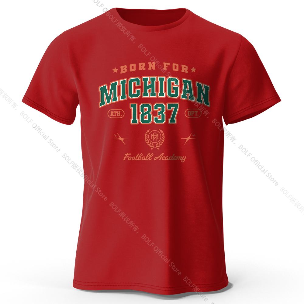 

Men s Born for Michigan Printed T-Shirt 100% Cotton Oversized State Pride Graphic Tees for Women Summer Tops Streetwear XXXL вино красного