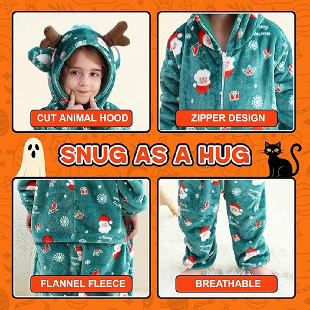 Tuta Calda in Flanella con Design Animale per Bambini Piccoli, Maschi e Femmine