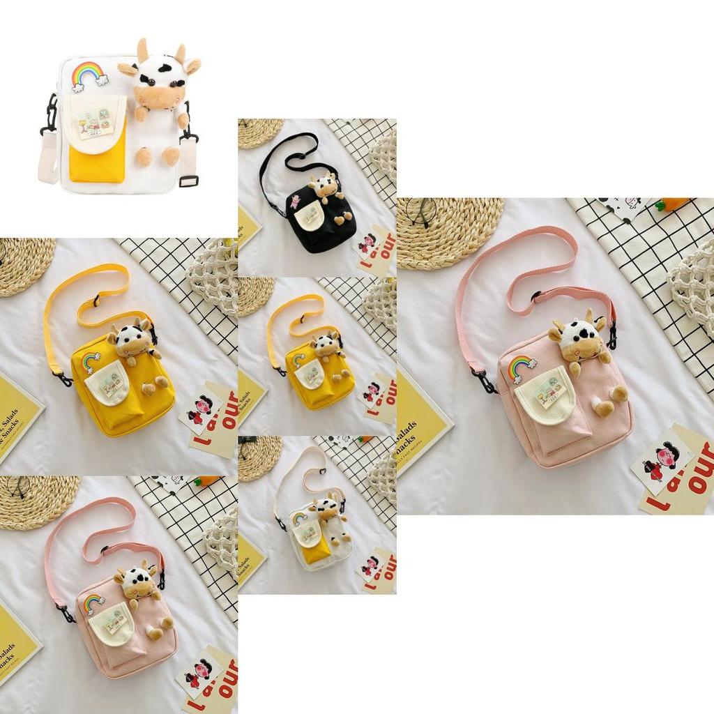 Stylish Nylon Crossbody Bag For Girls In Fresh Sweet Colors Cute Bear Motif