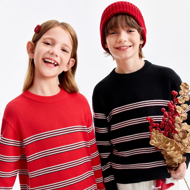 Annil Kids  Pure Cotton Striped Long Sleeve Knit Sweater 150cm