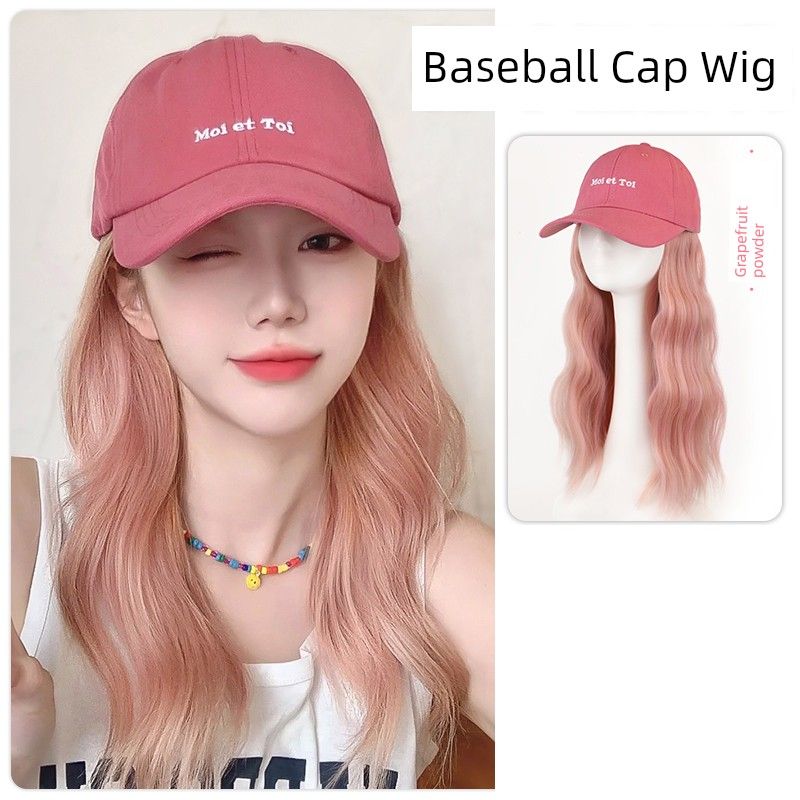 

Шляпа Парик Один Женский Длинные Волосы Сеть Красный Тренд Бейсболка Парик Легкий Все-Сочетающийся Съемный Парик Парик на Всю Голову Baseball cap wig [grapefruit powder]]