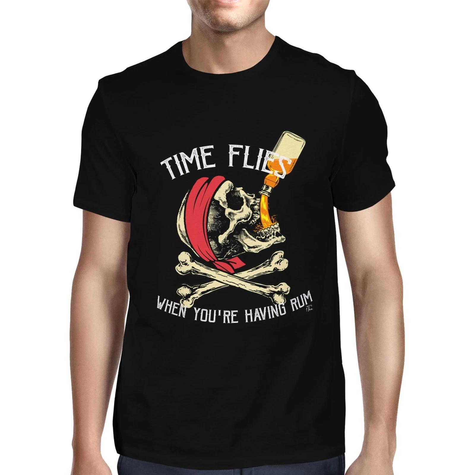 1Tee Mens Time Flies When You re Having Rum Pirate T-Shirt S
