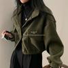 Trendy Korean Autumn/Winter Stand-Up Collar Casual Woolen Coat for Women