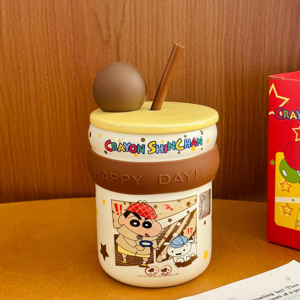 Ceramiczny Kubek ze Słomką z Pokrywką Uroczy Dziecięcy Kubek na Wodę Domowy Kubek na Mleko Śniadaniowy Pamiątka