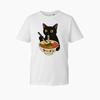 Black Cat Graphic TShirt Kitten Eating RaUnisex Noodles Anime Unisex Gift TTop