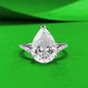 Zhuo Zhi Fan Jewelry S925 Sterling Silver Pear-Shaped 10x14mm White Diamond Ring for Women Fashion, Best Seller.