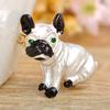 Blucome Cute Pug Dog Brooches Green Eyes Animal Corsage Pins Kids Girls Shirt Coat Clips Brooches Clothes Accessories Jewelry