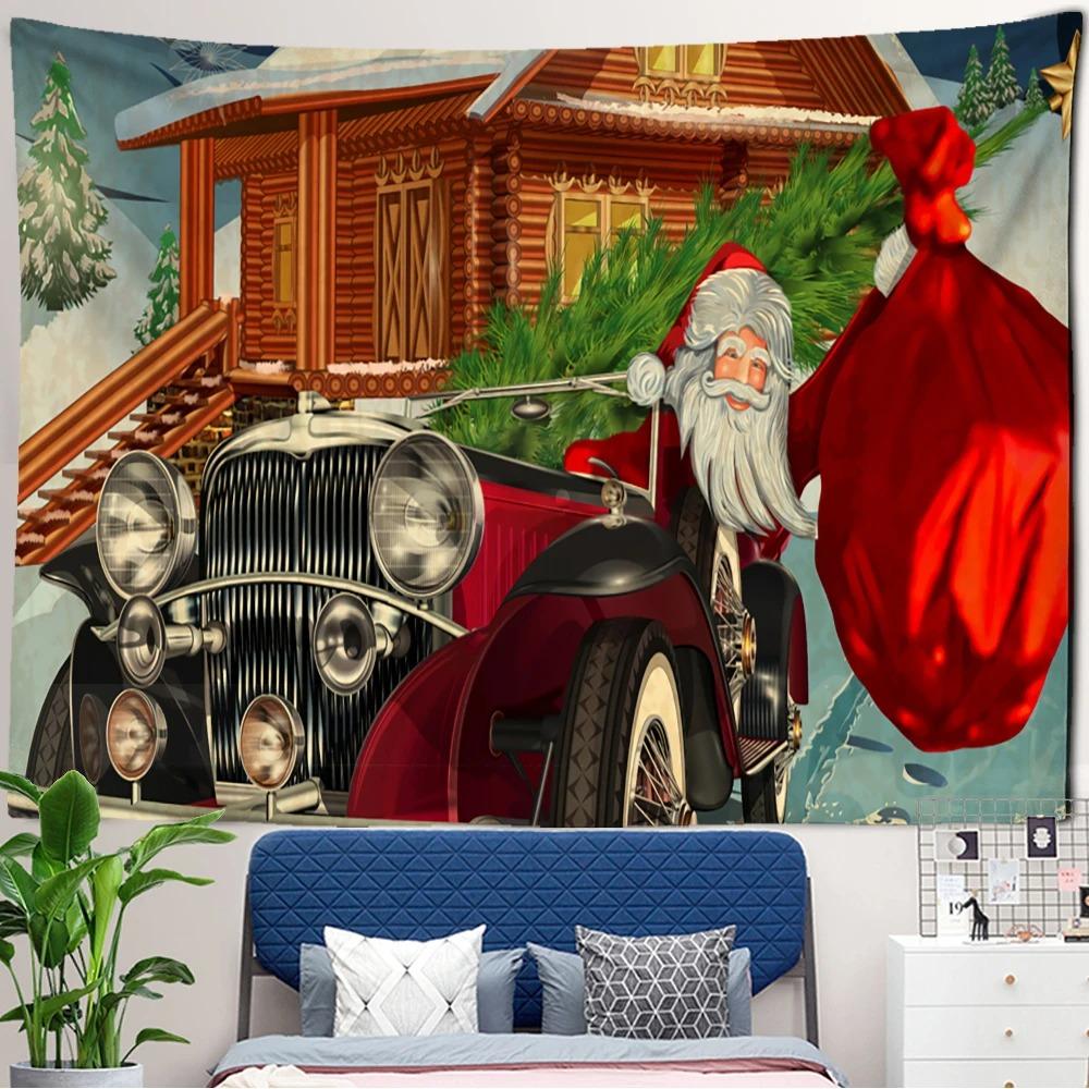 

Гобелен с рисунком Санта-Клауса для дома, спальни, гостиной, настенного украшения, рождественский гобелен 100x75cm