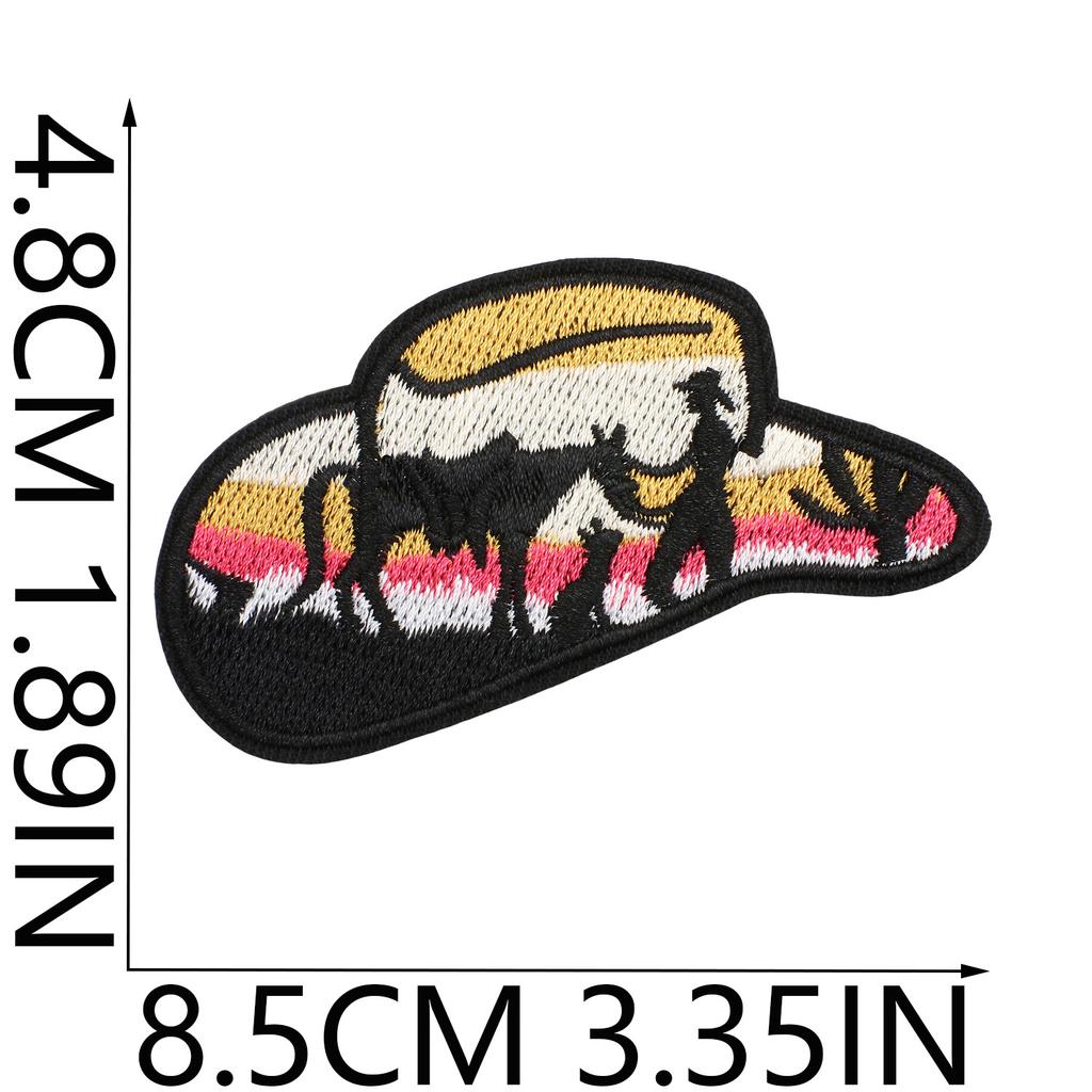 52 Pezzi Stoffa Ricamata Mista Tema Western Denim Adesivo Stile Punk Teschio Patch Adesivo Decorazione Vestiti Cactus