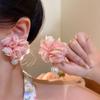 Delicate Pink Large Flower Earrings for Women Girls Fashion Imitation Pearl Pendant Earrings Christmas Jewelry Accessories
