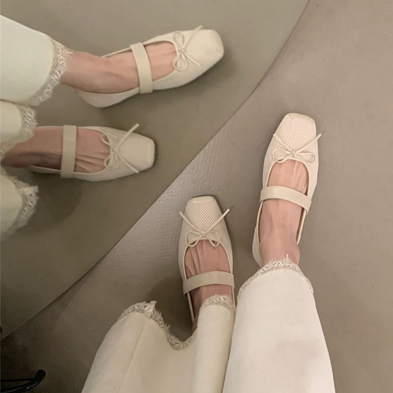 Fashion 2025 New Fashion Elastic Band Ladies Ballet Flats Shoes Shallow Female Comfortable Butterfly-Knot Women Mary Janes Flats Shoes