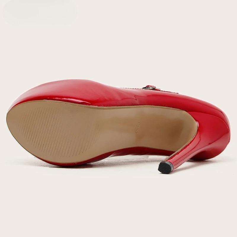 Fashion Sexy Buckle Platform Wedding Round Toe Women's High Heels Super High Heel Strip Club Shoes Size 35-42