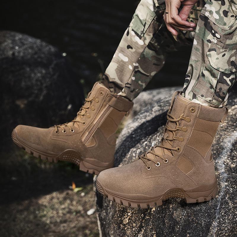 2025 Men's Tactical Combat Boots: Wear-Resistant Military & Hiking Footwear for Desert, Mountaineering, and Special Forces Training.