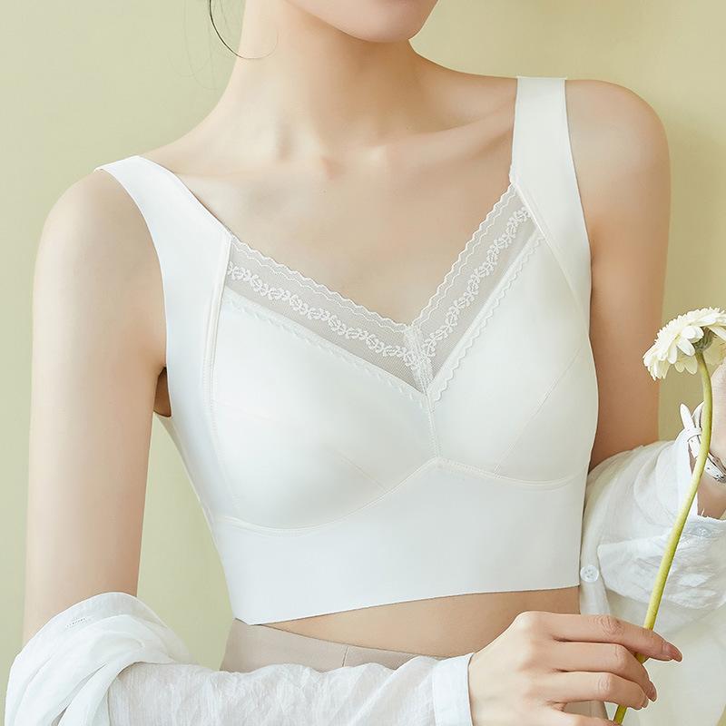 

Новый модный и простой бюстгальтер с красивой спинкой, кружевной кружевной нагрудник, интегрированная латексная чашка, бесшовный жилет из ледяного шелка M