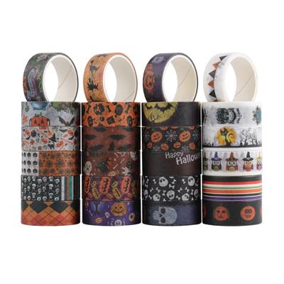 24 Rouleaux Halloween Washi Tape Ruban Adhésif Masquant Autocollants Ruban Décoratif pour Emballage Autocollants Ruban Scrapbook Journal Bricolage Artisanat